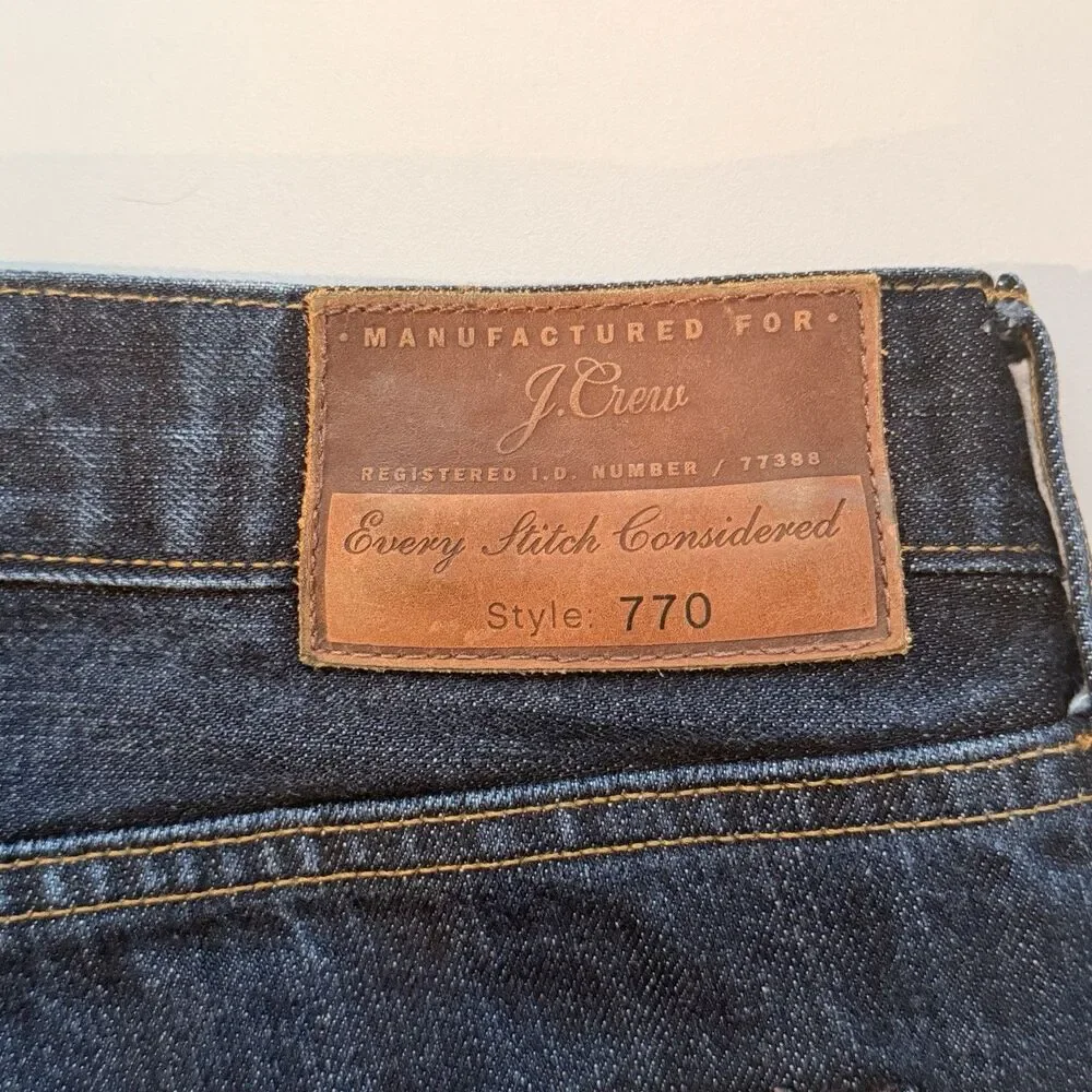 J. Crew Style 770  Slim Fit  Dark Wash Dadcore Jeans Men’s 36x34 Preppy